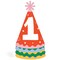 Big Dot of Happiness One is Fun 1st Birthday Cone Party Hats, First Birthday Party Decorations, Colorful Hats with Elastic Strings - Set of 8
